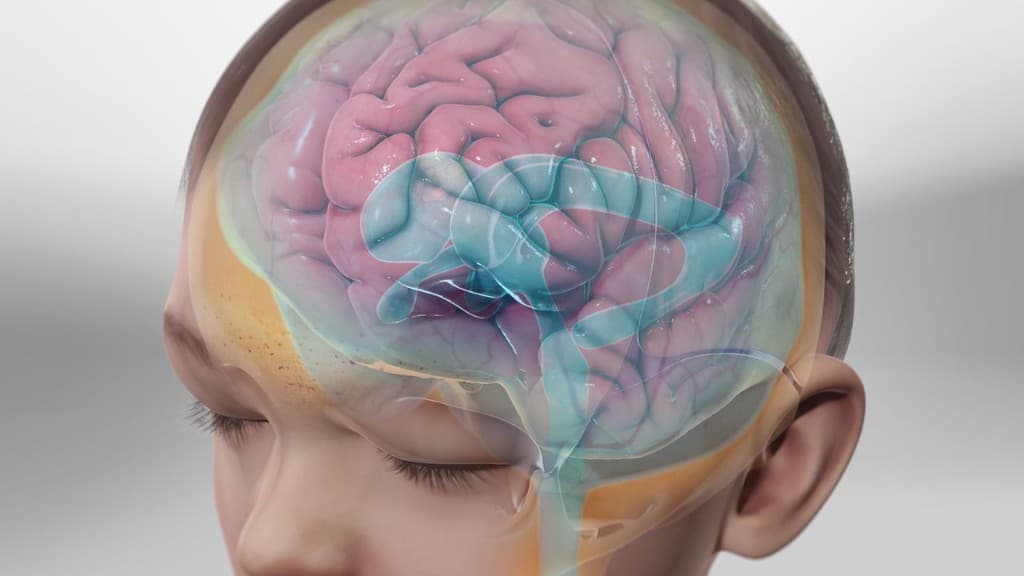 Hydrocephalus — cerebrospinal fluid and ventricular enlargement illustration